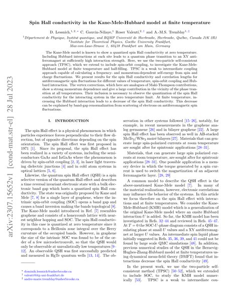 PDF Spin Hall Conductivity In The Kane Mele Hubbard Model At Finite