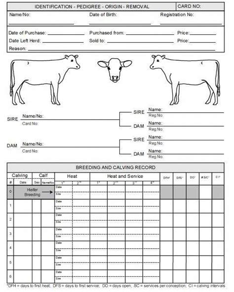 Printable Cattle Record Keeping Forms