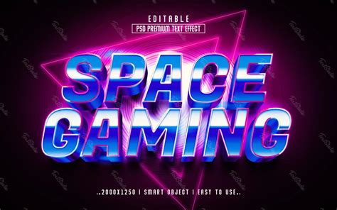 Space Gaming Retro S Synthwave D Text Effect Fichier Psd Photoshop