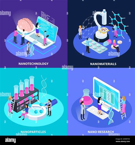 Nano Technology Isometric Design Concept With Research For Creation Of