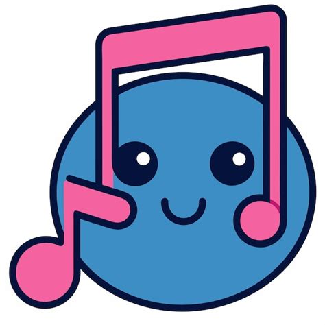 Cute Kawaii Music Note Icon Vector Illustration Musical Music Notes ...