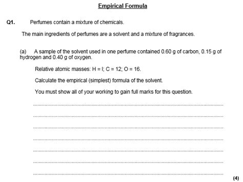 Empirical Formula Questions Gcse