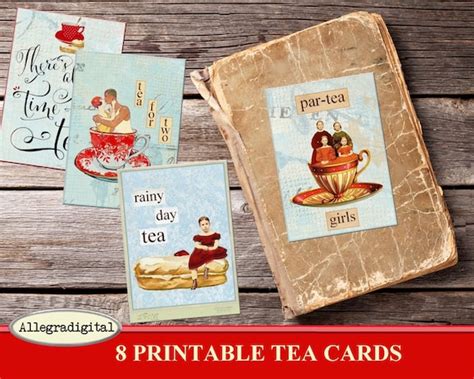 Tea Party Cards Gift Tags Printable Cards Digital Collage - Etsy