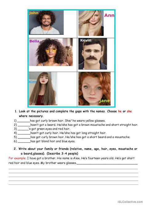 Describing Peoples Appearance Esl Activities Worksheets