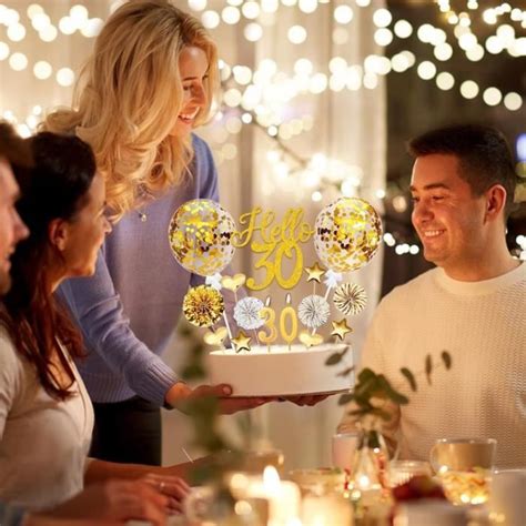 Lot De 20 Décorations De Gâteau Danniversaire Pour 30 Ans Pour Homme Et Femme Avec Bougies