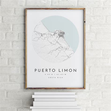 Puerto Limon Map Puerto Limon Costa Rica City Map Home | Etsy