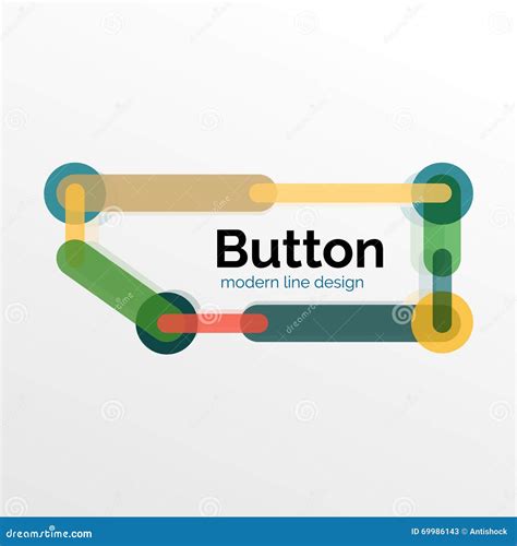 Thin Line Design Geometric Button Flat Illustration Stock Illustration