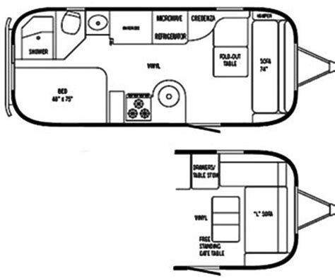 Vintage Airstream Flying Cloud 23 Foot Travel Trailer Floor Plan