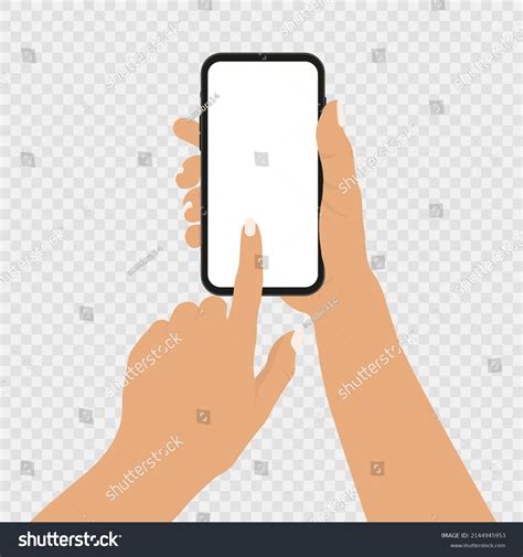 Hand Holding Smartphone Touching Screen Vector Stock Vector Royalty Free 2144945953 Shutterstock