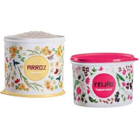 Kit Tupper Caixa Linha Floral Arroz Kg Feij O Kg Original