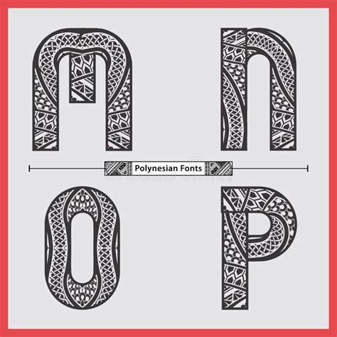 Alphabet Polynesian Style In A Set Mnop Stock Illustration