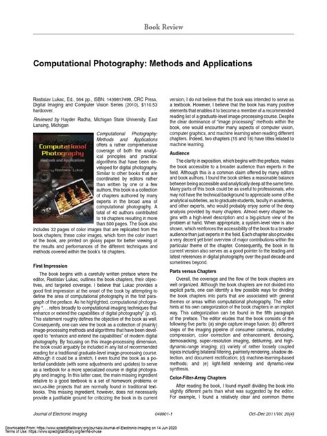 Computational Photography Methods and AP | PDF