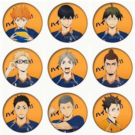 Haikyuu Hinata Kageyama Sugawara Koushi Nishinoya Yuu Badge Anime