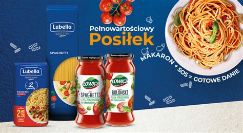 Makaron Lubella i sos Łowicz pełnowartościowy posiłek Top Market