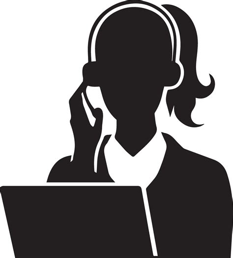 Call Center Woman Vector Silhouette Illustration Call Center Girl