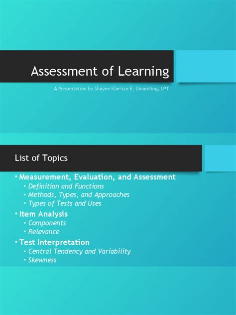 Assessment Of Learning Pdf Educational Assessment Cognition