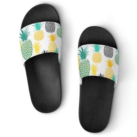 Gzhjmy Stylish Slides For Women Men Colorful Pineapple Fruits Soft