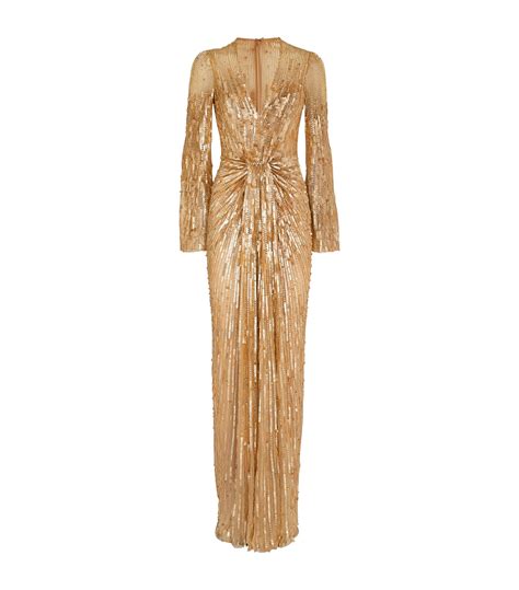 Womens Jenny Packham Gold Embellished Margot Gown Harrods UK