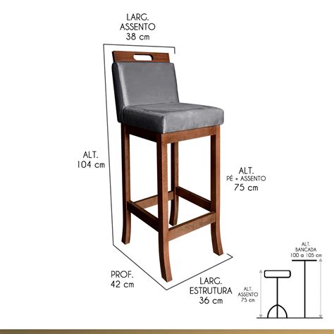 Comprar Banqueta Alta em Madeira Estofada Encosto Milão Suede Cinza CCS