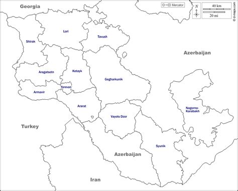 Arménie avec Haut-Karabagh carte géographique gratuite, carte ...