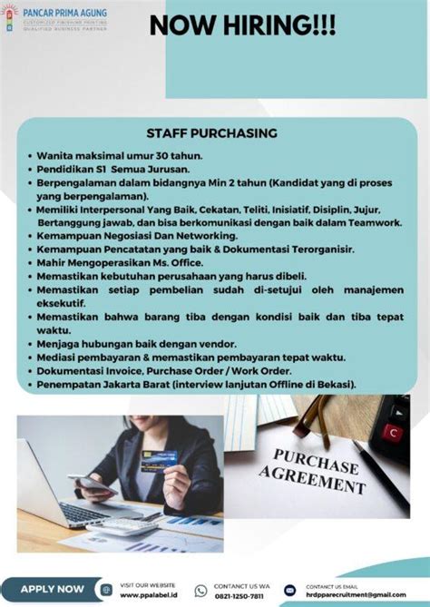 Lowongan Kerja Staff Purchasing Content Creator It Support