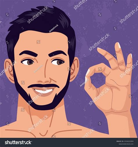 Bearded Naked Man Smiling Character Stock Vector Royalty Free Shutterstock