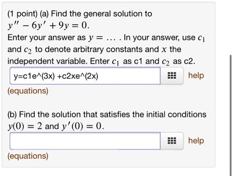 Solved Point A Find The General Solution To Y Y Y Enter