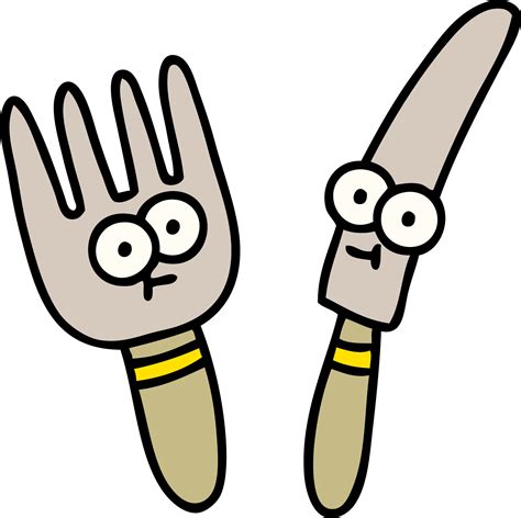 cartoon of a happy knife and fork 12477393 Vector Art at Vecteezy