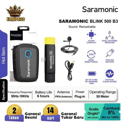 Jual Saramonic Blink 500 B3 Digital Wireless Lavalier Microphone System