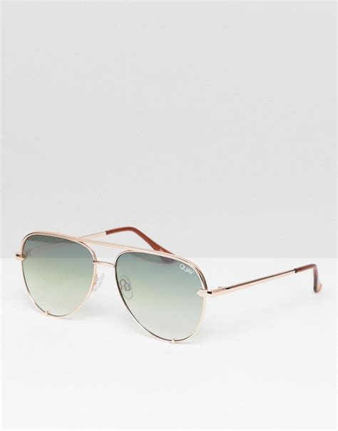 Quay X Desi High Key Mini Aviator Sunglasses In Rose Gold Pink Quay