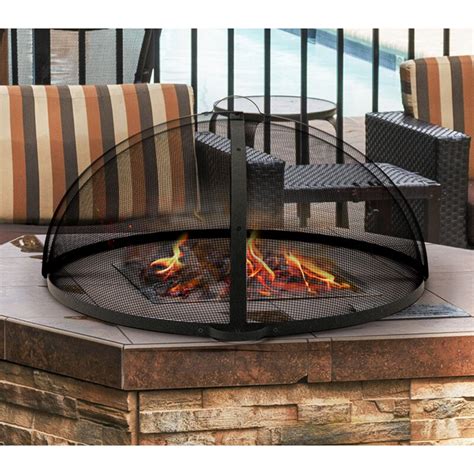 Wecooper 36 Inch Outdoor Fire Pit Spark Screen Cover With Hinge Patio