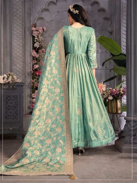 Tissue Silk Sea Green Anarkali Suit G Wss United Kingdom