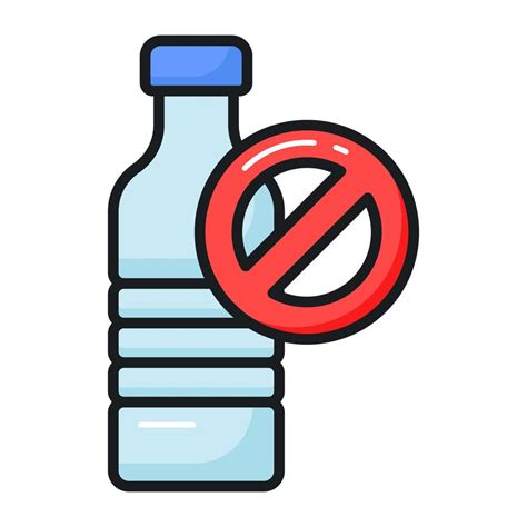 Prohibited Sign On Plastic Bottle Showing Concept Icon Of No Plastic