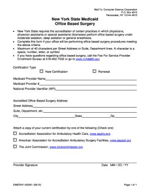 Fillable Online Office Based Surgery Program Form 432501 EMedNY