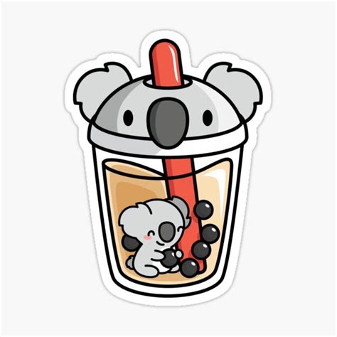 "Bubble Tea with Cute Kawaii Koala Bear Inside" Sticker for Sale by ...