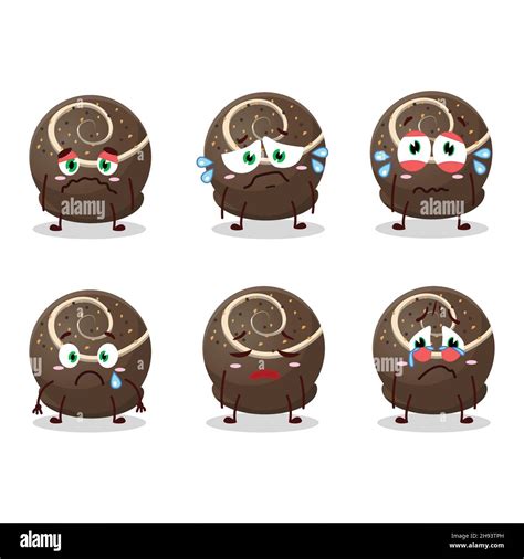 Truffle Chocolate Candy Cartoon Character With Sad Expression Vector