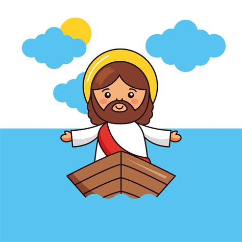 Jesús dentro de la barca Vector Premium