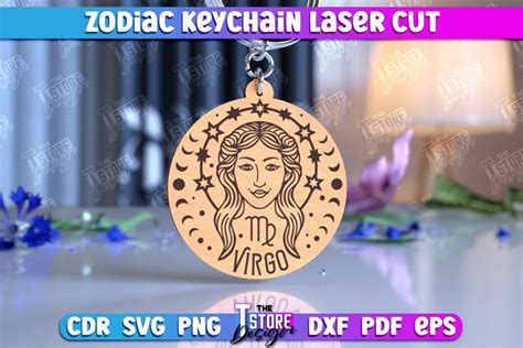 Virgo Keychain Laser Cut Astrology Design