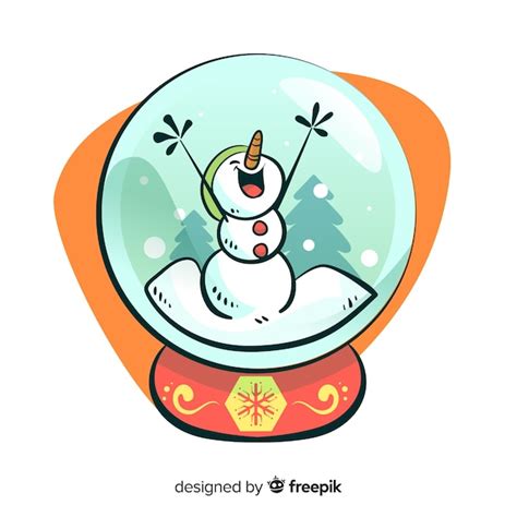 Bola de neve de natal boneco de neve dos desenhos animados Vetor Grátis