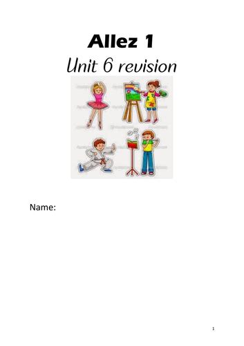 Allez 1 French Unit 6 Revision Booklet Year 8 Excellent Lockdown