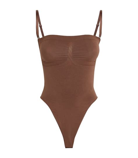 Womens Skims Brown Seamless Sculpt Thong Bodysuit Harrods UK