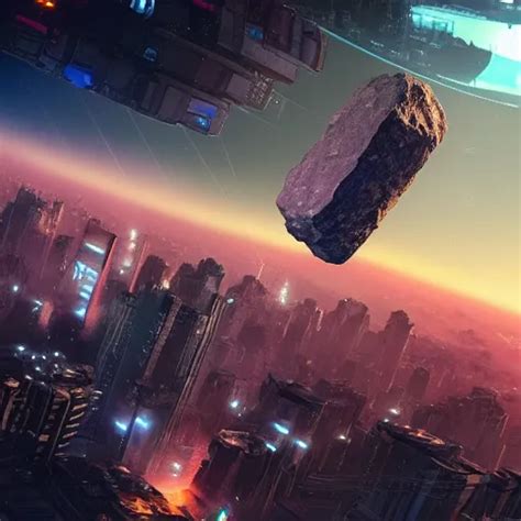 Asteroid With Cyberpunk City On It Stable Diffusion OpenArt