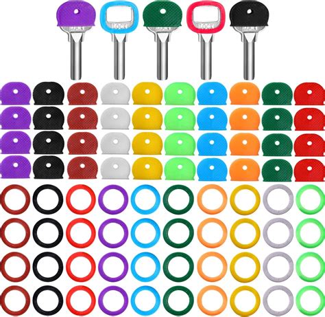 Blulu Pieces Key Caps Tags Covers Set Plastic Key Identifier Rings