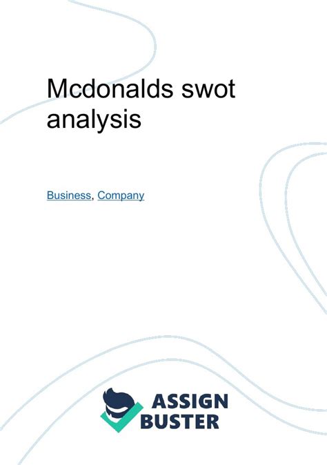 Mcdonalds Swot Analysis Essay Example For Words