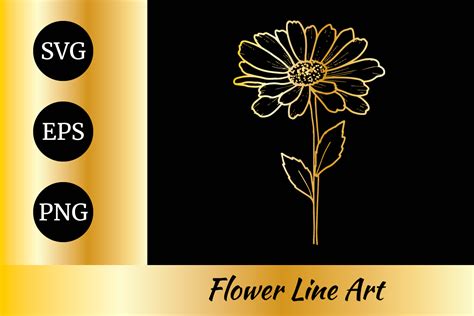 Daisy Flower Golden Line Art Svg Graphic By Nurdesign99 · Creative Fabrica