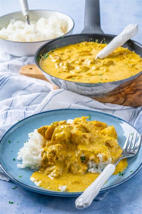 H Hnchengeschnetzeltes In Cremiger Curry Sahne Sauce Eines Unser