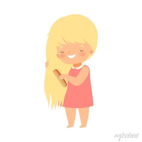 Girl Brushing Hair Cartoon