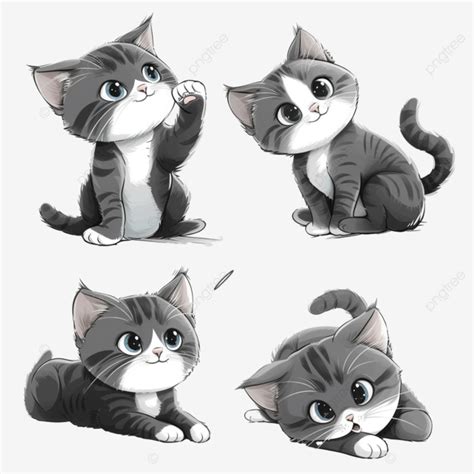 Cute Cat In Different Poses, Cat, Cute, Love PNG Transparent Image and ...