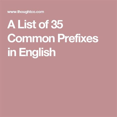 a list of 35 common prefixes in english