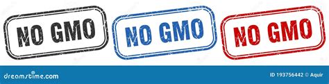 No Gmo Square Isolated Sign Set No Gmo Stamp Stock Vector